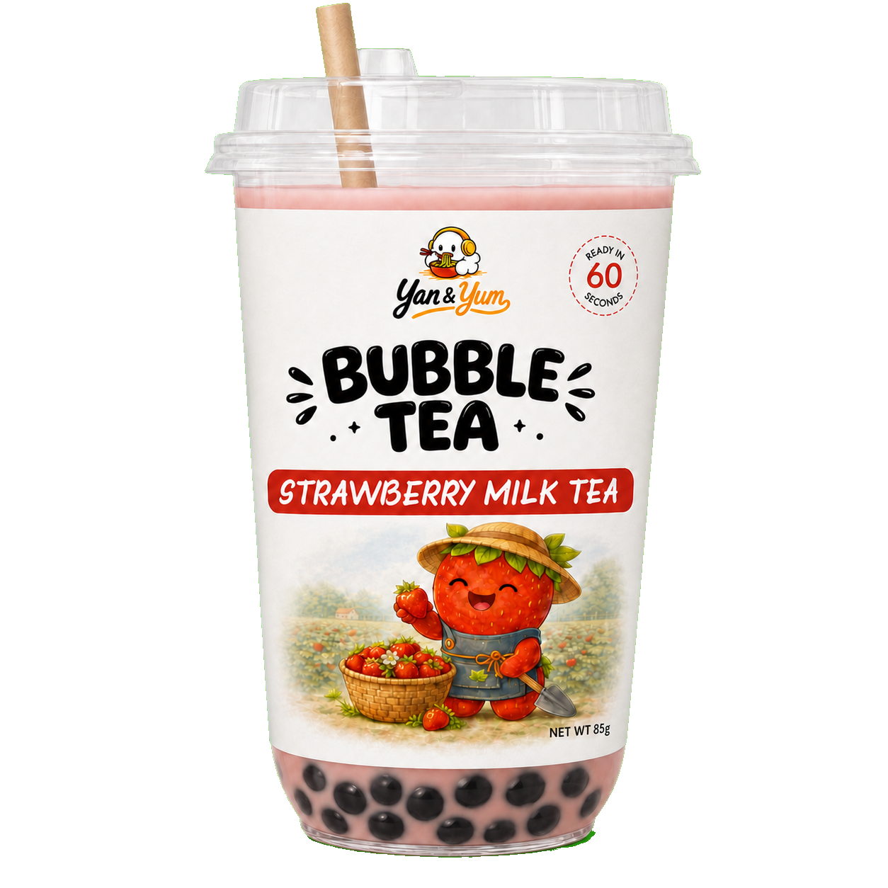 Strawberry bubble tea cup