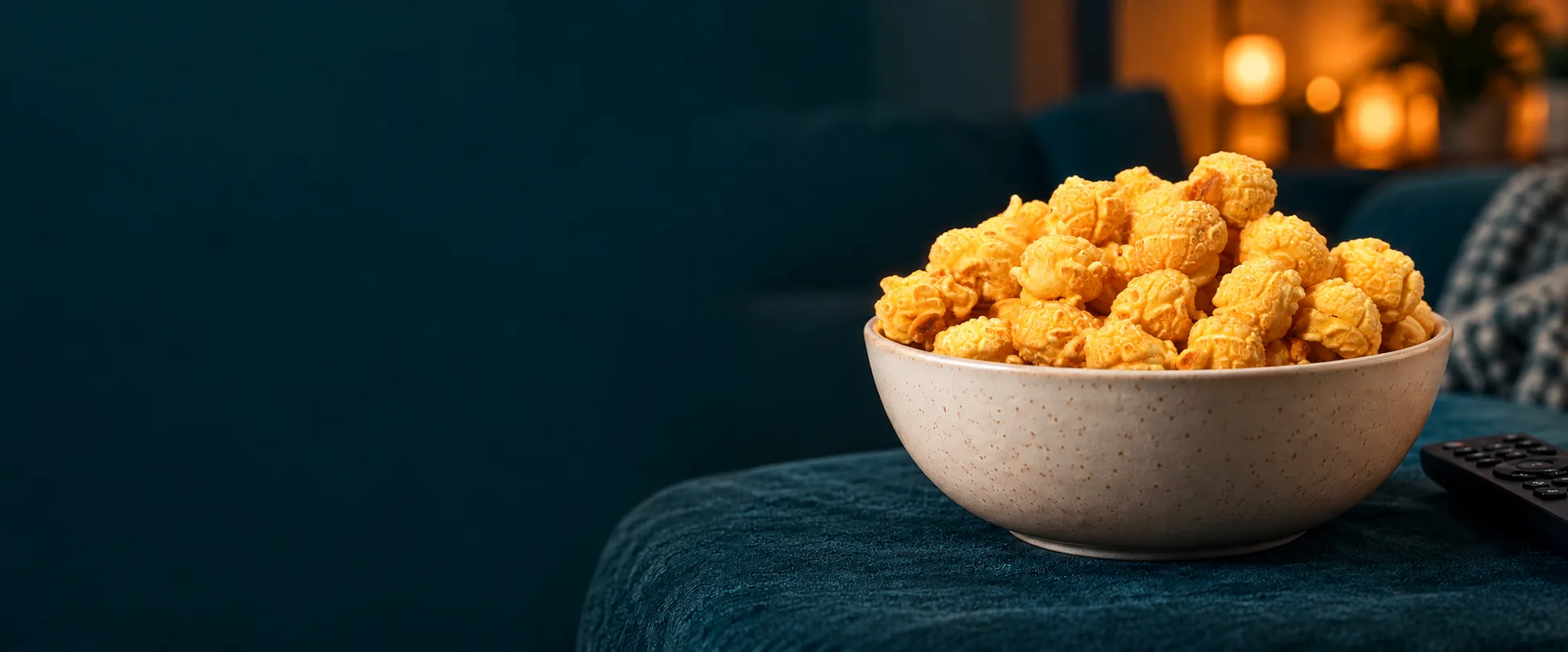 A bowl of golden mushroom popcorn